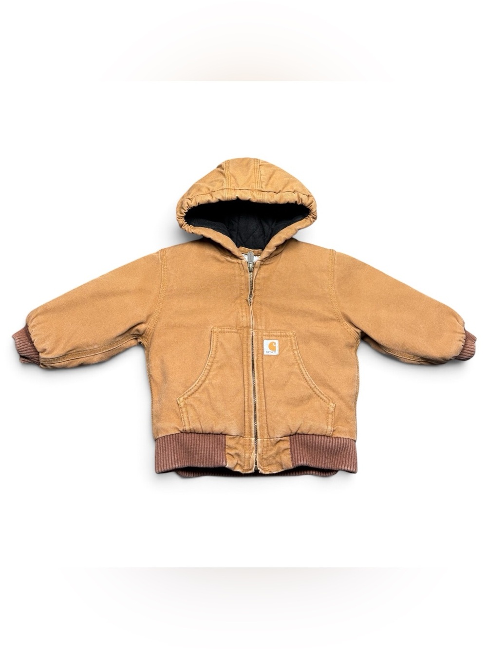 Carhartt Insulated Hooded Full Zip Active Jacket Brown Tan Boys Size 18 Months